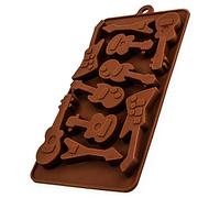BlueFox Moule en silicone Guitares, 2 moules, moule à glaçons, moule à chocolats, moule à chocolat, moule à coulée, 21 x 10 x 1,5 cm, bonbons et chocolats avec musique, couleur marron