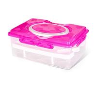 Bluelans® Boîte à œufs en plastique avec poignée, double étage - Peut contenir jusqu'à 24 œufs (rose)
