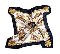 Bluelans Foulard carré pour femme Motif d'impression Noir/doré taille unique