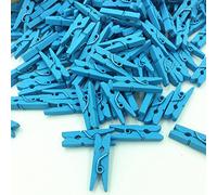 Bluelans® Lot de 100 mini pinces à linge colorées en bois, bleu, pinces à linge, pinces à papier photo (bleues)