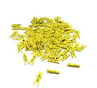 Bluelans® Lot de 100 mini pinces à linge colorées en bois Jaune