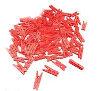 Bluelans® Lot de 100 mini pinces à linge colorées en bois Rouge