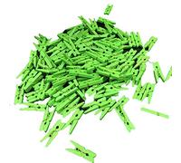 Bluelans® Lot de 100 mini pinces à linge colorées en bois Vert