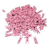 Bluelans® Lot de 100 mini pinces à linge en bois colorées pour loisirs créatifs Rose