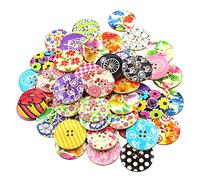 Bluelans® Lot de 25 boutons colorés en bois à 4 trous de 3 cm pour couture, scrapbooking, décoration