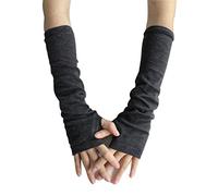 Bluelans® Mitaines longues en tricot, Moufles pour femme, gris foncé, taille unique