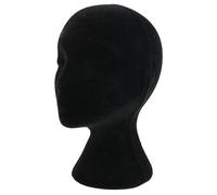 Bluelans® Tête de mannequin femme en polystyrène noir pour perruques, lunettes, chapeaux
