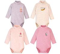 Blueleyu Lot de 4 bodies unisexes à manches longues et col polo 100 % coton pour bébé, Épais d'hiver (lot de 4 Pink Series)., 12 mois