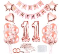 Bluelves 11 Ans Ansniversaire Fille, Décoration Ansniversaire 11 Ans Rosegold, Ballon 11 Ans Ansniversaire, Deco Ansniversaire 11 Ans Bansnière, Ballons Confettis Or Rose
