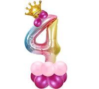 Bluelves - 4er Anniversaire Fille Ballon, Ballon Chiffre 4 Rose, Ballon Helium Numéro Rose, Ballon 4 Ans Fille, Ballons Anniversaire 4 an, Anniversaire Fille 4 an Parti Décoration