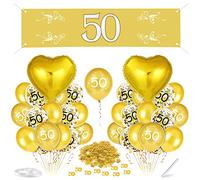 Bluelves 50 Anniversaire Or Ballon,Ballons 50 Ans de Mariage,50 Anniversaire Décoration,Ballon 50 Ans Anniversaire,50 Anniversaire Femme pour Anniversaire Mariage Femme Homme Parti Deco