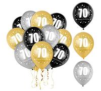 Bluelves 70 Ans Ballon Anniversaire, ballon 70 ans anniversaire homme, Ballon 70 Latex Noir Argent Or, Decoration Anniversaire 70 Ans Homme Femme, 30 Pièces Noir et Or Anniversaire Ballon