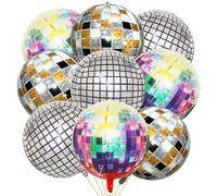 Bluelves 9pcs Disco Ballons,22 Pouces 4D Aluminium Ballons Disco,Ballons Disco Multicolores,Ballons pour Fête à Thème Disco,Anniversaire Fête,Mitzvah Fête,Fin d'année Rétro 70's 80's 90's Déco