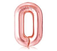 Bluelves Ballon Chiffre Anniversaire 0 Or Rose 40", Ballon Géant Numéro 0, Ballon d'anniversaire chiffres,Numéro de ballon 0 e anniversaire-101 CM
