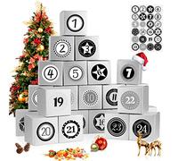 Bluelves Calendrier de l'Avent, 24 Noel Calendrier Boîte, à Faire soi Calendrier Noel, avec Numérique Autocollants, DIY Noël Cadeaux Boites à, Faire Un Calendrier de l'avent Maison (Couleur Argent)