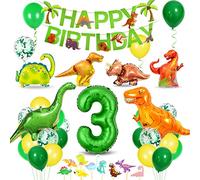 Bluelves Dinosaure Décorations Anniversaire 3 Ans - Ballon Chiffre 3 Vert - Garçon