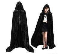 Bluelves Halloween Cape, Noir Vampire Cape, Cape à Capuchon Velvet, Cosplay Costume Adulte et Enfant pour Halloween Party(130cm)