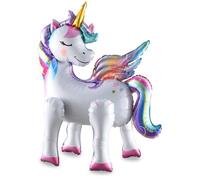 Bluelves Licorne 3D Debout - Ballon d'Hélium pour Anniversaire Enfant - Décoration Animaux sur Pattes en Aluminium pour Fille