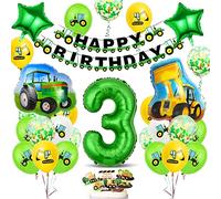 Bluelves Tracteur Decoration Anniversaire, Decoration Anniversaire Garcon 3 Ans Tracteur, Ballon Anniversaire 3 Ans, Ballon Numéro 3 Vert, Deco Anniversaire Pelles Tracteur