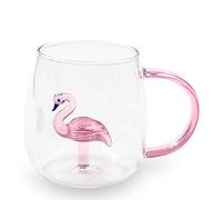 Blümelhuber Flamingo Tasse en verre Tasses - Tasse à thé bureau - Tasses à cappuccino - Tasse en verre à café Figure de flamant rose