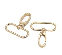 Bluemooan Lot de 6 mousquetons pivotants en métal pour sangles de sacs Doré clair 38 mm