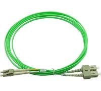 BlueOptics© Duplex LWL Patchkabel, LC-UPC/SC-UPC beige, 1 mètre, multimode G50/125µm, OM5, atténuation d'entrée : moins de 0.2dB, fibre de marque, LSZH vert citron, tube de 2.0mm, ferrule céramique, i