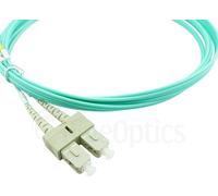BlueOptics© Duplex LWL Patchkabel, SC-UPC/SC-UPC beige, 10 mètres, multimode G50/125µm, OM3, atténuation d'entrée : moins de 0.2dB, fibre de marque, LSZH aqua / turquoise, 2.0mm Tube, ferrule céramiqu