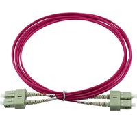 BlueOptics© Duplex LWL Patchkabel, SC-UPC/SC-UPC beige, 10 mètres, multimode G50/125µm, OM4, atténuation d'entrée : moins de 0.2dB, fibre de marque, LSZH magenta / violet, 2.0mm Tube, ferrule céramiqu