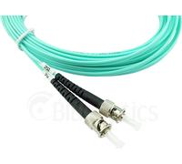 BlueOptics© Duplex LWL Patchkabel, ST-PC/ST-PC beige, 1 mètre, multimode G50/125µm, OM3, atténuation d'entrée : moins de 0.2dB, fibre de marque, LSZH aqua / turquoise, 2.0mm Tube, ferrule céramique, i