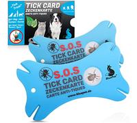 BluePet 2X Carte à tiques avec loupe au Format Carte de crédit I Ôteur de tiques pour enlever Les tiques & nymphes chez l'homme et l'animal I pour kit de Premiers Secours Chien & Chat à la Maison