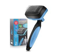 BluePet Brosse Autonettoyante 2.0 pour Petits Chiens & Chats à Poils Longs, Brosse Poils Morts Chat & Chien, Peigne Démélante pour Enlever les Nœuds & Sous-Poil, Étrille Démêlage, Brosse Anti Nœuds