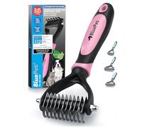 BluePet Brosse Chiens & Chats à Poil Long, Peigne Démêlage Professionnel, Pour Sous Poil et Nœuds, Étrille Démêlant pour Poils Longs, Râteau de Toilettage, Demelant Chien Chat, Élimine Poils Morts