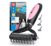 BluePet Brosse Chiens & Chats à Poil Long, Peigne Démêlage Professionnel, Pour Sous Poil et Nœuds, Étrille Démêlant pour Poils Longs (Rose, M-L Grands chiens (poignée épaisse))