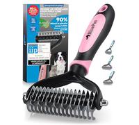 BluePet Brosse Chiens & Chats à Poil Long, Peigne Démêlage Professionnel, Pour Sous Poil et Nœuds, Étrille Démêlant pour Poils Longs (Rose, M-L Chiens)