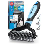 BluePet Brosse Chiens & Chats à Poil Long, Peigne Démêlage Professionnel, Pour Sous Poil et Nœuds, Étrille Démêlant pour Poils Longs, Râteau de Toilettage, Demelant Chien Chat, Élimine Poils Morts