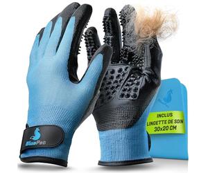 BluePet Gant de Toilettage pour Chat et Chien, Gants Anti Poils Chiens & Chats, Ramasse Poil d'animaux de Compagnie, Brosse pour Nettoyage, Brossage & Epilation, Lavage en Douceur, Enlever sous-Poils