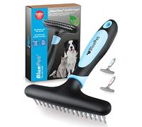 BluePet Peigne Démêlage pour Chien & Chat à Poil Long, Brosse Toilettage | Râteau Déméloir + Massage, pour Enlever Les Nœuds et les Poils Morts. Étrille de Démêlage, Peigne Démêlante Chiens & Chats.