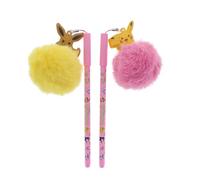 Blueprint Collections Pokemon Lot de 2 stylos à bille fantaisie avec pompons Rose et jaune