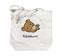 Blueprint Collections Sac fourre-tout Rilakkuma | Sac de courses réutilisable | Sac à livres d'école | Sac fourre-tout en coton | Papeterie et cadeaux Rilakkuma, marron, Medium