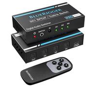 BlueRigger Commutateur numérique Toslink optique 3 x 1 (LPCM 2.0, SPDIF avec télécommande infrarouge, commutateur fibre optique 3 en 1) - Compatible avec console de jeu, HDTV, amplificateur, barre de