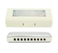 Blues Harmonica 10 trous professionnel débutant portable couvercle en acier inoxydable brillant peigne en résine ABS pour musiciens débutants (White)