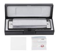 Blues Harmonica 10 trous Mouthorgan E Key professionnel base en laiton instrument à vent débutant avec anches en bronze phosphoreux pour la performance de la musique blues noir (Black)