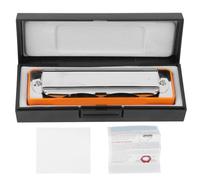 Blues Harmonica 10 trous Mouthorgan E Key professionnel base en laiton instrument à vent débutant avec anches en bronze phosphoreux pour la performance de la musique blues noir (Orange)