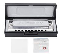 Blues Harmonica 10 trous Mouthorgan E Key professionnel base en laiton instrument à vent débutant avec anches en bronze phosphoreux pour la performance de la musique blues noir (White)
