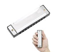 Blues Harmonica en Do - Orgue diatonique à 10 trous avec coque en acier inoxydable et peigne en ABS - Harmonica portable pour débutants, adultes et enfants, instrument de musique (blanc)
