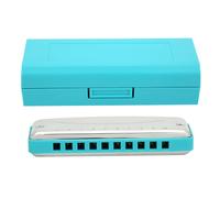 Blues Harmonica Organe buccal professionnel à 10 trous portable, cadeau pour débutant, instrument à vent, couvercle en acier inoxydable, peigne en résine ABS, plusieurs (Blue)