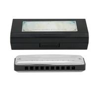 Blues Harmonica Organe buccal professionnel à 10 trous portable, cadeau pour débutant, instrument à vent, couvercle en acier inoxydable, peigne en résine ABS, plusieurs (Black)