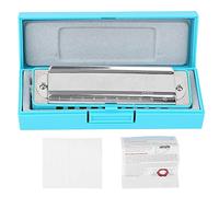 Blues Harmonica Professional 10 trous Mouthorgan F Key Couvercle en acier inoxydable Instrument à vent pour débutants et interprètes Noir Blanc Orange Bleu en option (Blue)