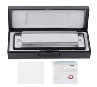 Blues Harmonica Professional 10 trous Mouthorgan F Key Couvercle en acier inoxydable Instrument à vent pour débutants et interprètes Noir Blanc Orange Bleu en option (Black)