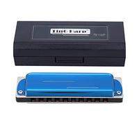 Blues Harp Harmonica Professional 10 trous Diatonic Mouthorgan Eb Key Instrument de musique pour artistes débutants Résine ABS Couvercle en acier inoxydable Bleu Blanc Noir Doré (Blue)